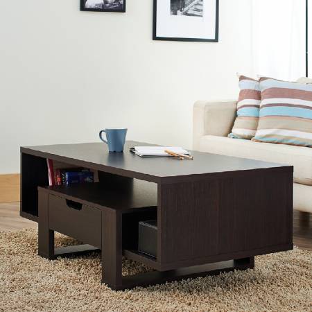 Sled Style Steady Coffee Table - Sled multilayer storage coffee table.